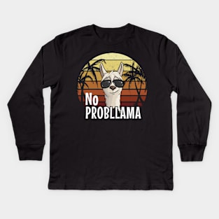 No ProbLlama Hipster Llama with Sunglasses Kids Long Sleeve T-Shirt